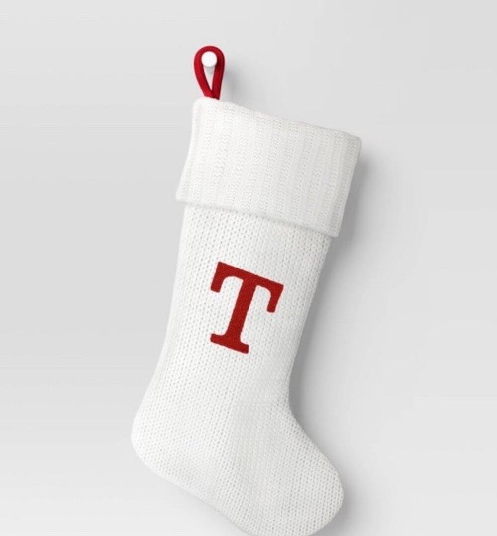 Knit Monogram Christmas Stocking White Wondershop T
